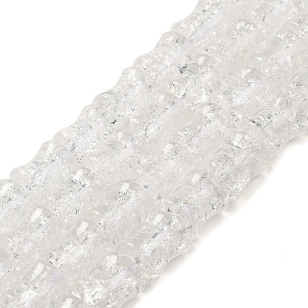 Transparent Crackle Glass Beads Strands GLAA-D025-01K-1