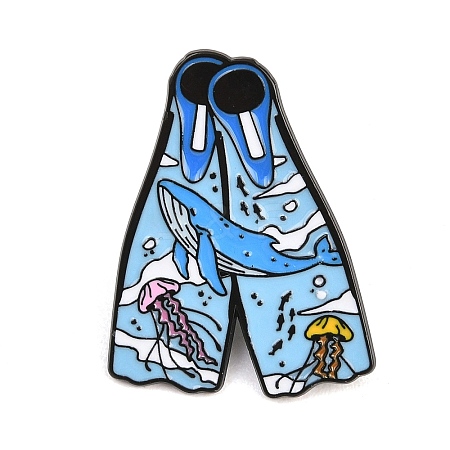 Flipper Enamel Brooches JEWB-I063-01EB-03-1