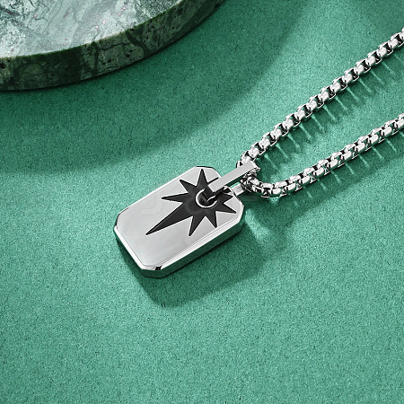 Duo Tone 304 Stainless Steel Dog Tag Star Pendant Necklaces for Men WG8306F-02-1