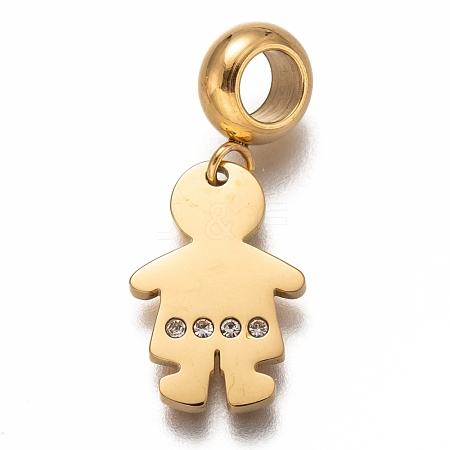 304 Stainless Steel European Dangle Charms STAS-I177-14G-1