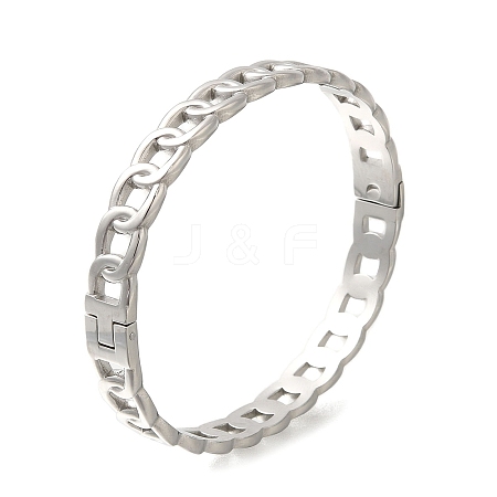 304 Stainless Steel Curb Chains Hinged Bangles STAS-M075-06P-1