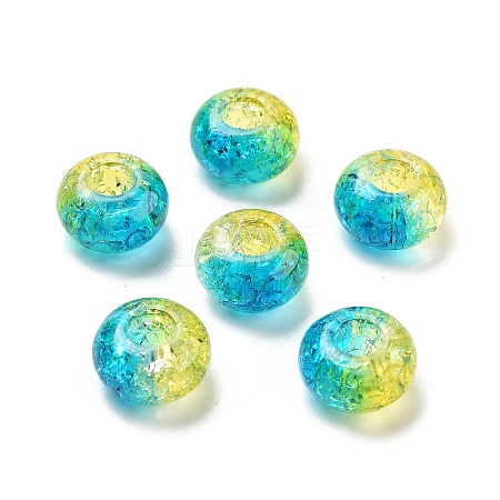 Two Tone Transparent Crackle Acrylic European Beads TACR-P009-B01-03-1