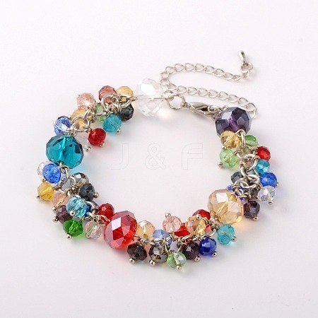 Trendy Faceted Glass Beads Bracelets X-BJEW-JB01642-06-1