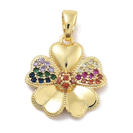 Rack Plating Brass Micro Pave Cubic Zirconia Pendants KK-Z071-75G-02-1