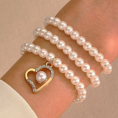 3Pcs 3 Style Natural Pearl Stretch Bracelets Set PW-WG50226-05-1