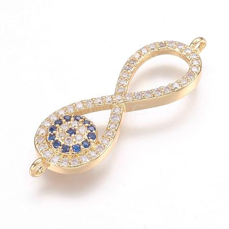 Brass Micro Pave Cubic Zirconia Links ZIRC-E124-06G-1