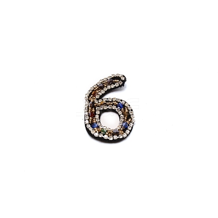 Number Colorful Rhinestone Patches DIY-WH0308-25F-1