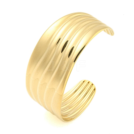 304 Stainless Steel Wavy Open Cuff Bangles for Women BJEW-Q344-02G-1