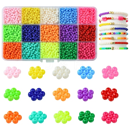 120G 15 Colors Opaque Acrylic Beads SACR-FS0001-28-1