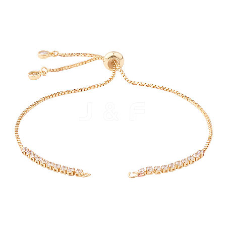 Adjustable Brass Micro Pave Cubic Zirconia Chain Bracelet Making ZIRC-CJ0001-01G-1