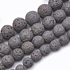 Electroplated Natural Lava Rock Beads Strands G-N0321-01I-3