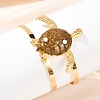 Turtle 304 Stainless Steel Enamel Cuff Bangles for Women BJEW-A049-04C-G-1