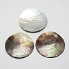 Flat Round Black Lip Shell Big Pendants SSHEL-M010-07-1