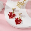 Glass Heart with ABS Plastic Pearl Dangle Stud Earrings EJEW-TA00233-2