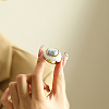 Oval 304 Stainless Steel with Natural Howlite Finger Rings FS-WGC5475-11-1
