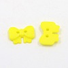 Mixed Color Bowknot Acrylic 2-Hole Button Fit Handcraft & Costume Sewing X-BUTT-E023-A-M-3