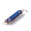 3Pcs 3 Styles Electroplated Natural Quartz Crystal Pointed Copper Wire Wrapped Pendants PALLOY-JF03767-03-5