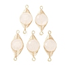 Natural Quartz Crystal Rock Crystal Faceted Hexagonal Cut Flat Round Links Connector Charms with Copper Herringbone Wire-Wrapped KK-Z152-07G-06-1