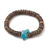 Natural Coconut Rondelle Beaded Stretch Bracelets BJEW-JB10217-01-1