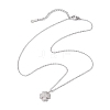 Clover Brass Micro Pave Cubic Zirconia Charms Pendant Necklaces NJEW-JN04958-02-4