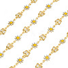 Handmade Glass Butterfly & Enamel Daisy Flower Link Chains CHC-TA0001-11-2