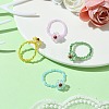 Flower Glass Beads Stretch Finger Rings for Women RJEW-MZ00025-2