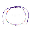 Vintage Bohemian Adjustable Glass Seed Beaded Evil Eye Braided Anklets for Unisex VB8299-2-1