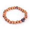 Wood Beaded Stretch Bracelets BJEW-JB01941-03-1