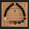 12 Zodiac Sign Natural Black Obsidian Round Beads Stretch Bracelets for Men Women WG228FC-12-1