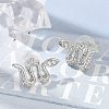 Brass Micro Pave Clear Cubic Zirconia Stud Earrings EJEW-P301-17P-3