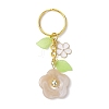Flower Acrylic Imitation Gemstone Pendant Keychain KEYC-JKC00692-2