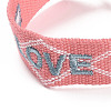 Word Love Polycotton(Polyester Cotton) Braided Bracelet with Tassel Charm LS-BJEW-F429-06-2