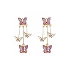 Butterfly Alloy Rhinestone Dangle Stud Earrings FS-WG259EB-01-6