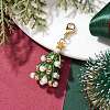 Christmas Tree Glass & Shell Pearl Pendant Decorations HJEW-TA00182-01-2