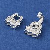 Rack Plating Brass Pave Clear Cubic Zirconia Fold Over Clasps KK-M285-06S-2