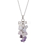 Gradient Color Mixed Gemstone Chip Pendant Necklaces NJEW-JN05042-4