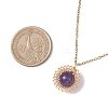 Natural Amethyst Copper Wire Wrapped Flower Pendant 304 Stainless Steel Cable Chain Necklaces for Women NJEW-JN05616-01-4