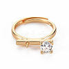 Brass Micro Pave Clear Cubic Zirconia Peg Bails Adjustable Finger Ring Settings KK-S356-486-NF-2