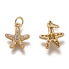 Brass Micro Pave Clear Cubic Zirconia Charms ZIRC-B002-64G-2