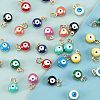 40Pcs 10 Colors Real 18K Gold Plated Plated Brass Enamel Beads KK-NB0001-45-4