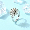 Flower Rotatable Open Cuff Rings for Women RJEW-G333-01I-1