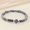 Natural Blue Spot Jasper Beaded Stretch Bracelets for Men Women WGE4A78-06-1