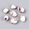 Electroplate Natural Sea Shell Pendants BSHE-Q020-02-1