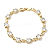 Clear Cubic Zirconia Flat Round & Oval Link Chains Bracelet BJEW-G773-07G-4