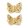 Rack Plating Brass Cubic Zirconia Butterfly Connector Charms KK-C084-31B-G01-1