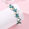2Pcs 2 Colors Ocean Theme Round Shell Pearl Beads Charm Bracelets BJEW-JB14133-4