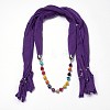 Simple Design Women's Beaded Cloth Scarf Necklaces NJEW-K111-02A-1