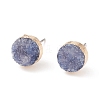 Dyed Flat Round Natural Druzy Agate Stud Earrings EJEW-I175-8mm-2