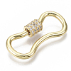 Brass Micro Pave Clear Cubic Zirconia Screw Carabiner Lock Charms ZIRC-T013-02G-NF-3