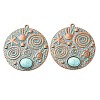 Alloy with Synthetic Turquoise Pendants FIND-B055-01G-1